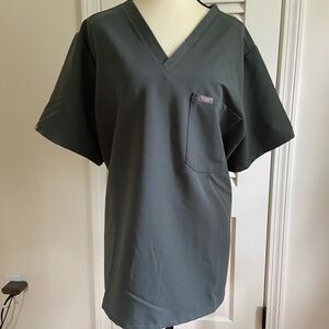 Figs Charcoal V-Neck Short Sleeve Tee